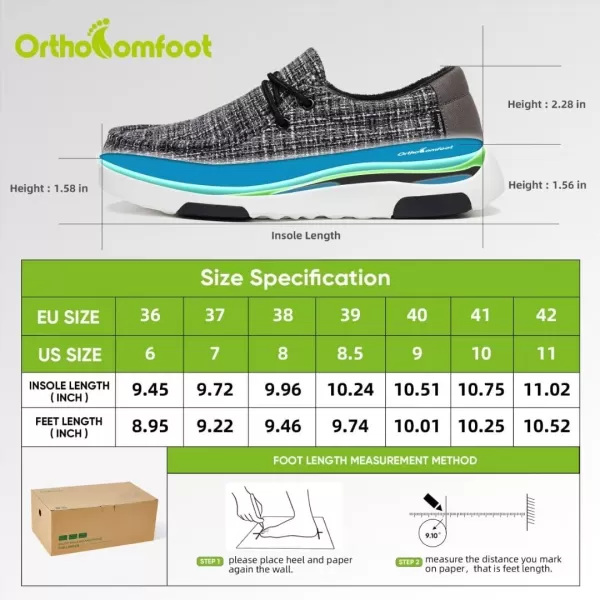 OrthoComfoot Women's Orthopedic Lace Up Shoes, Comfortable Arch Support Shoes for Plantar Fasciitis, Ultralight Walking Loafers for Heel and Foot Pain Relief