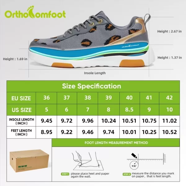 OrthoComfoot Women's Orthopedic Walking Shoes, Comfortable Outdoor Fashion Sneakers with Arch Support, Ultralight Casual Sneakers for Heel and Foot Pain Relief