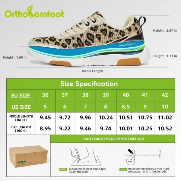 OrthoComfoot Women's Orthopedic Walking Shoes, Comfortable Outdoor Fashion Sneakers with Arch Support, Ultralight Casual Sneakers for Heel and Foot Pain Relief