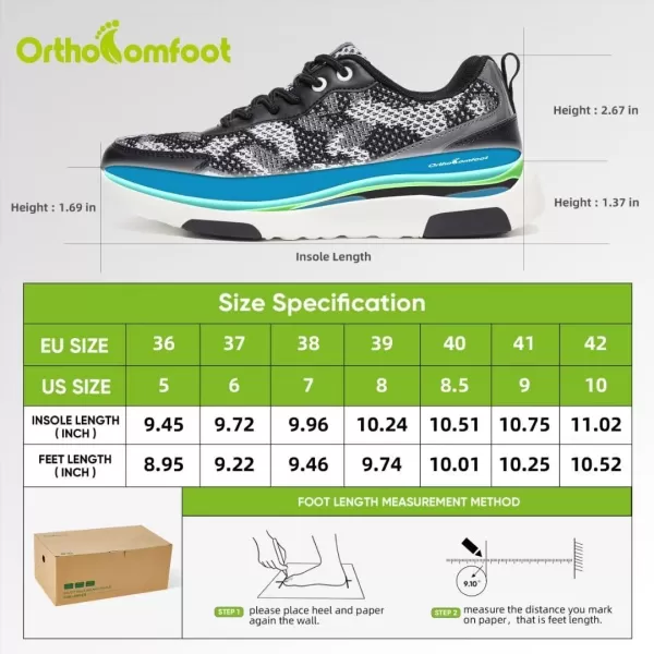 OrthoComfoot Women's Orthopedic Walking Shoes, Comfortable Outdoor Fashion Sneakers with Arch Support, Ultralight Casual Sneakers for Heel and Foot Pain Relief