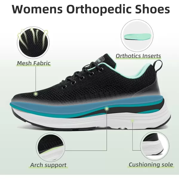 Orthocomfoot Orthopedic Breathable Fashion Sneakers for Womens, Comfortable Cushion Arch Support Walking Shoes for Plantar Fasciitis, Orthotic Casual Thick Sole Sneakers for Ankle and Foot Pain Relief