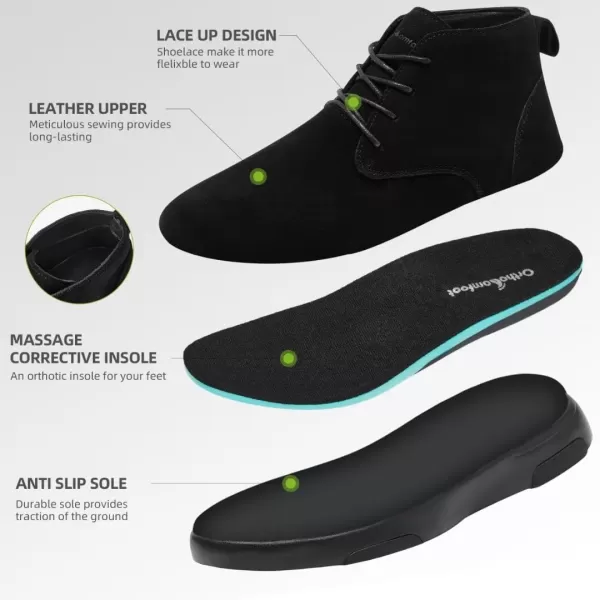 OrthoComfoot Mens Comfortable Boots with Arch Support, Genuine Leather Outdoor Dress Oxford Walking Shoes for Plantar Fasciitis, Orthopedic Ankle Boots for Foot Heel Pain Relief