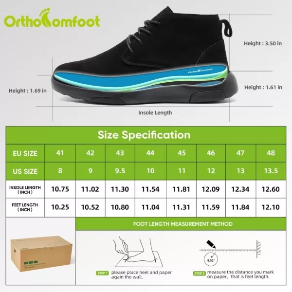 OrthoComfoot Mens Comfortable Boots with Arch Support, Genuine Leather Outdoor Dress Oxford Walking Shoes for Plantar Fasciitis, Orthopedic Ankle Boots for Foot Heel Pain Relief