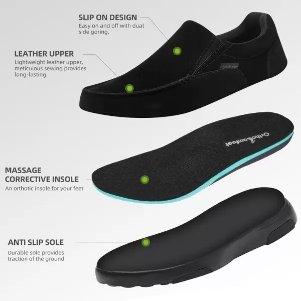OrthoComfoot Men's Orthopedic Casual Walking Shoes with Arch Support, Suede Leather Dress Slip-Ons Loafers for Plantar Fasciitis, Comfortable Non-Slip Shoes for Foot and Heel Pain Relief