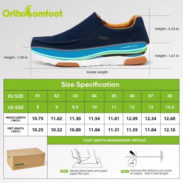 OrthoComfoot Men's Orthopedic Casual Walking Shoes with Arch Support, Suede Leather Dress Slip-Ons Loafers for Plantar Fasciitis, Comfortable Non-Slip Shoes for Foot and Heel Pain Relief