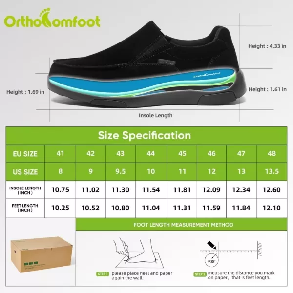 OrthoComfoot Men's Orthopedic Casual Walking Shoes with Arch Support, Suede Leather Dress Slip-Ons Loafers for Plantar Fasciitis, Comfortable Non-Slip Shoes for Foot and Heel Pain Relief