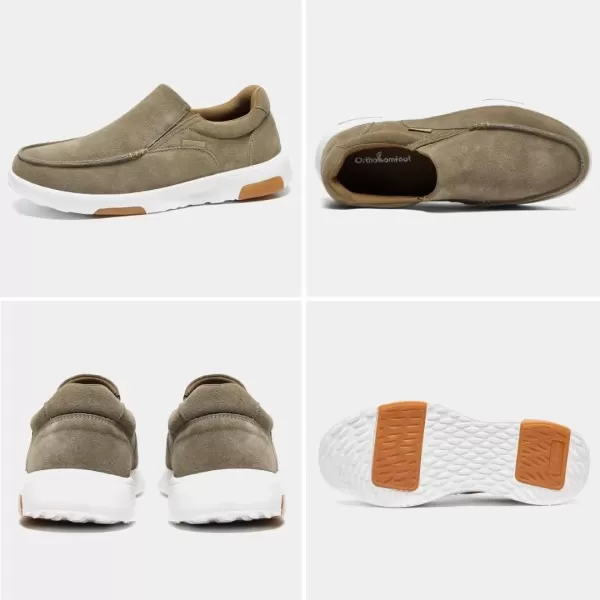 OrthoComfoot Men's Orthopedic Casual Walking Shoes with Arch Support, Suede Leather Dress Slip-Ons Loafers for Plantar Fasciitis, Comfortable Non-Slip Shoes for Foot and Heel Pain Relief
