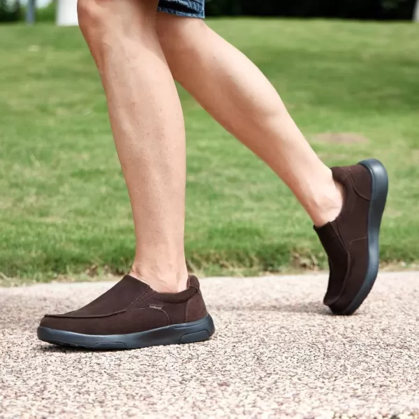 OrthoComfoot Men's Orthopedic Casual Walking Shoes with Arch Support, Suede Leather Dress Slip-Ons Loafers for Plantar Fasciitis, Comfortable Non-Slip Shoes for Foot and Heel Pain Relief