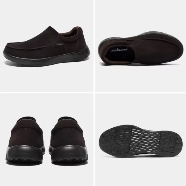 OrthoComfoot Men's Orthopedic Casual Walking Shoes with Arch Support, Suede Leather Dress Slip-Ons Loafers for Plantar Fasciitis, Comfortable Non-Slip Shoes for Foot and Heel Pain Relief