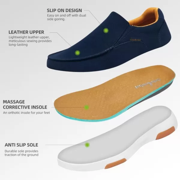 OrthoComfoot Men's Orthopedic Casual Walking Shoes with Arch Support, Suede Leather Dress Slip-Ons Loafers for Plantar Fasciitis, Comfortable Non-Slip Shoes for Foot and Heel Pain Relief