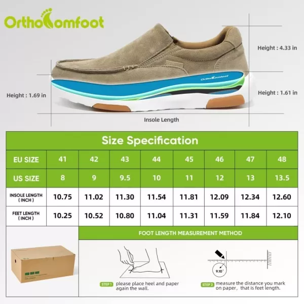 OrthoComfoot Men's Orthopedic Casual Walking Shoes with Arch Support, Suede Leather Dress Slip-Ons Loafers for Plantar Fasciitis, Comfortable Non-Slip Shoes for Foot and Heel Pain Relief