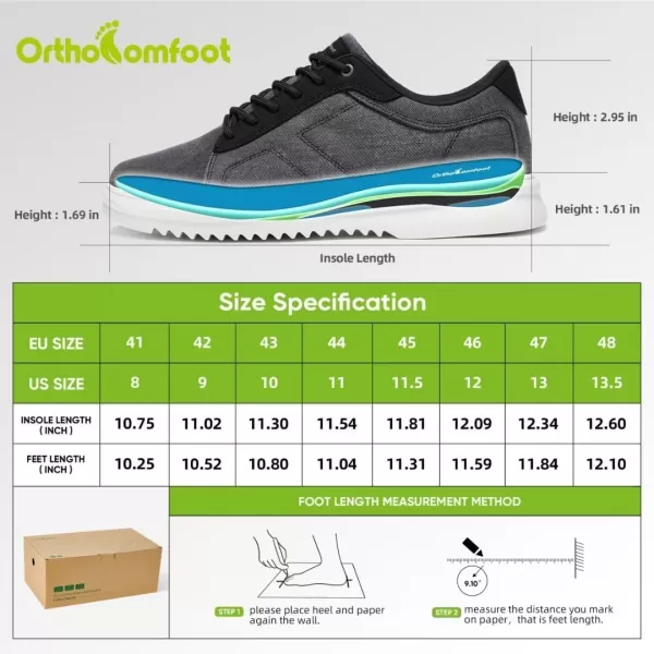 OrthoComfoot Men's Orthopedic Comfortable Fashion Sneakers, Breathable Arch Support Walking Shoes, Plantar Fasciitis Slip-On Shoes with Lace Up Design for Foot and Heel Pain