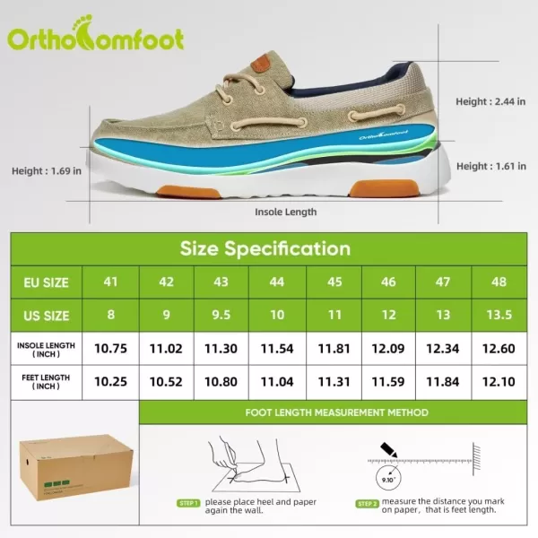 OrthoComfoot Men's Orthopedic Comfortable Slip On Shoes for Plantar Fasciitis, Casual Canvas Loafers with Arch Support, Orthotic Walking Shoes for Foot and Heel Pain