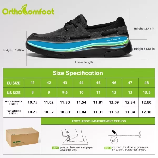 OrthoComfoot Men's Orthopedic Comfortable Slip On Shoes for Plantar Fasciitis, Casual Canvas Loafers with Arch Support, Orthotic Walking Shoes for Foot and Heel Pain