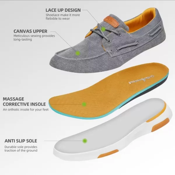 OrthoComfoot Men's Orthopedic Comfortable Slip On Shoes for Plantar Fasciitis, Casual Canvas Loafers with Arch Support, Orthotic Walking Shoes for Foot and Heel Pain