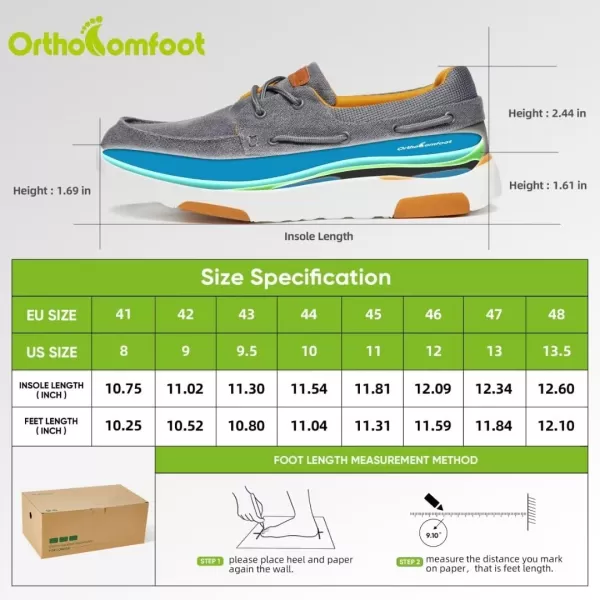 OrthoComfoot Men's Orthopedic Comfortable Slip On Shoes for Plantar Fasciitis, Casual Canvas Loafers with Arch Support, Orthotic Walking Shoes for Foot and Heel Pain