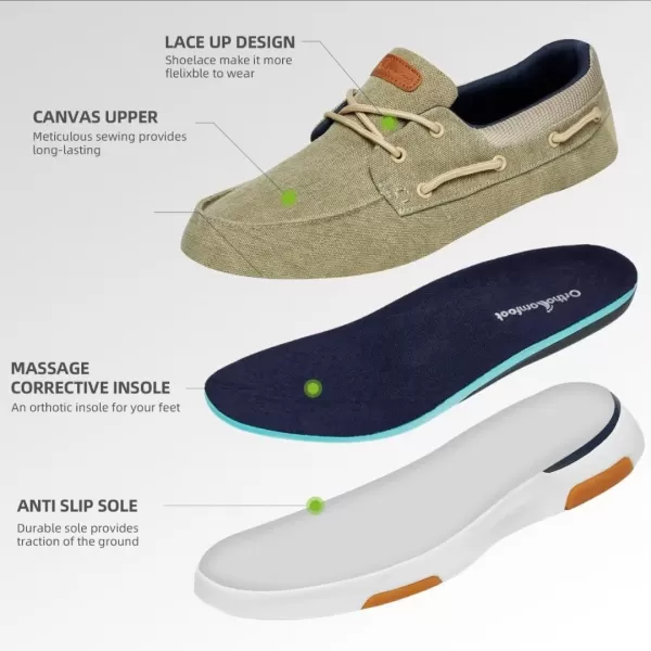OrthoComfoot Men's Orthopedic Comfortable Slip On Shoes for Plantar Fasciitis, Casual Canvas Loafers with Arch Support, Orthotic Walking Shoes for Foot and Heel Pain