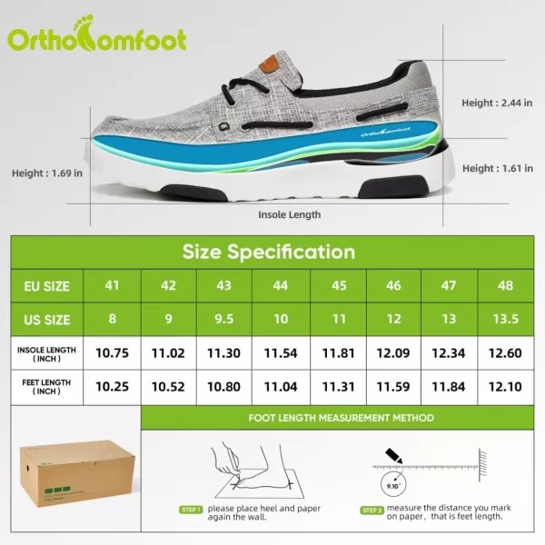 OrthoComfoot Men's Orthopedic Comfortable Slip On Shoes for Plantar Fasciitis, Casual Canvas Loafers with Arch Support, Orthotic Walking Shoes for Foot and Heel Pain