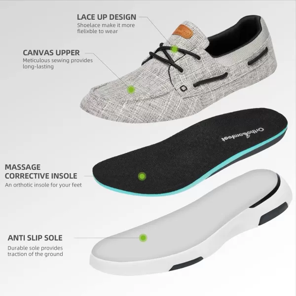 OrthoComfoot Men's Orthopedic Comfortable Slip On Shoes for Plantar Fasciitis, Casual Canvas Loafers with Arch Support, Orthotic Walking Shoes for Foot and Heel Pain