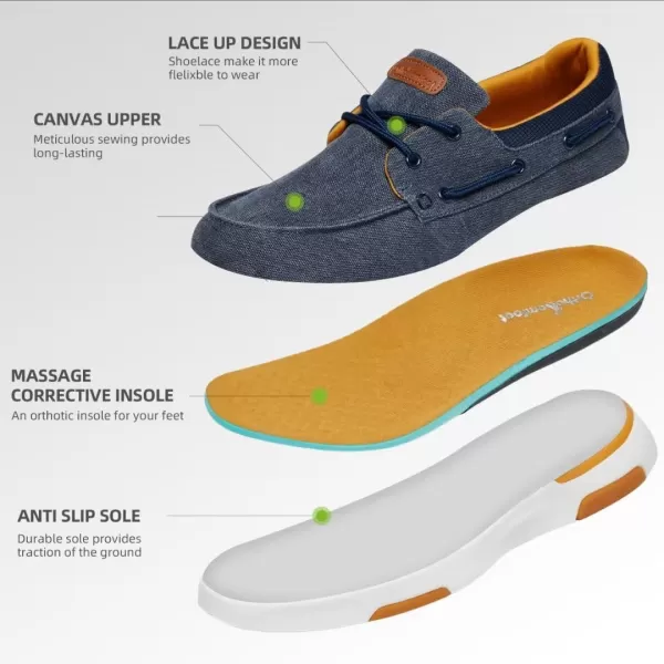 OrthoComfoot Men's Orthopedic Comfortable Slip On Shoes for Plantar Fasciitis, Casual Canvas Loafers with Arch Support, Orthotic Walking Shoes for Foot and Heel Pain