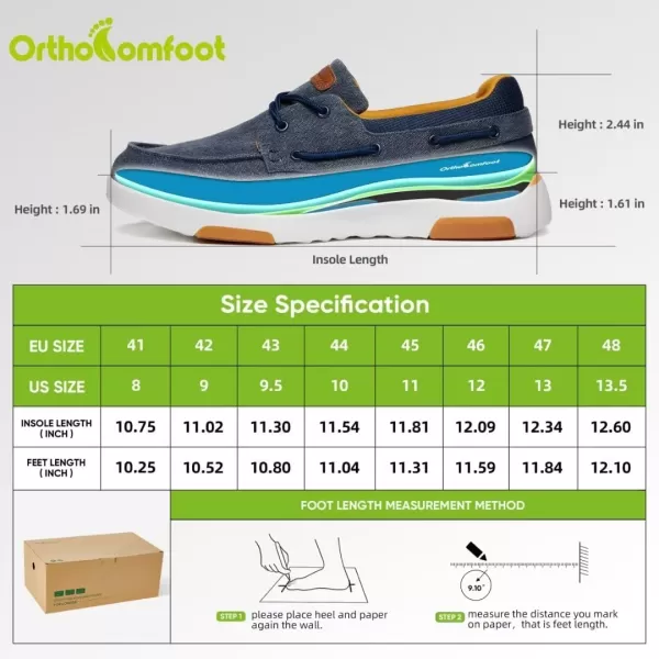 OrthoComfoot Men's Orthopedic Comfortable Slip On Shoes for Plantar Fasciitis, Casual Canvas Loafers with Arch Support, Orthotic Walking Shoes for Foot and Heel Pain
