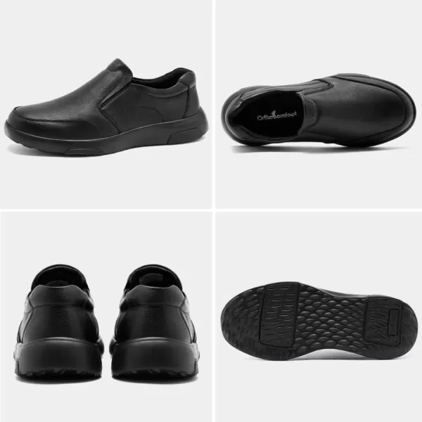 OrthoComfoot Mens Orthopedic Comfortable Walking Shoes for Plantar Fasciitis, Genuine Leather Oxford with Arch Support, Driving Diabetic Loafers for Foot and Heel Pain Relief