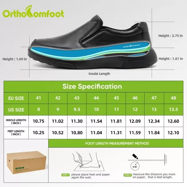 OrthoComfoot Mens Orthopedic Comfortable Walking Shoes for Plantar Fasciitis, Genuine Leather Oxford with Arch Support, Driving Diabetic Loafers for Foot and Heel Pain Relief