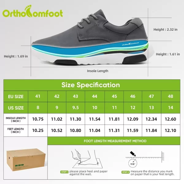 OrthoComfoot Men's Orthopedic Dress Oxford with Arch Support, Comfortable Outdoor Fashion Sneakers for Plantar Fasciitis, Causal Genuine Leather Walking Shoes for Heel Foot Pain Relief