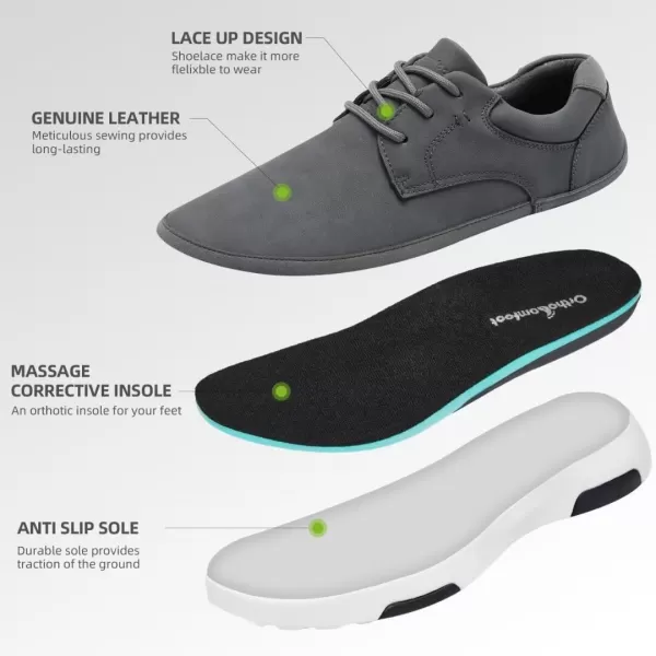 OrthoComfoot Men's Orthopedic Dress Oxford with Arch Support, Comfortable Outdoor Fashion Sneakers for Plantar Fasciitis, Causal Genuine Leather Walking Shoes for Heel Foot Pain Relief