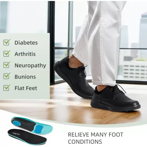 OrthoComfoot Men's Orthopedic Genuine Leather Dress Oxford, Comfortable Plantar Fasciitis Fashion Sneakers with Arch Support, Casual Walking Shoes for Foot and Heel Pain Relief