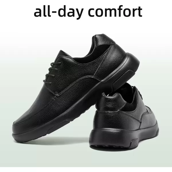 OrthoComfoot Men's Orthopedic Genuine Leather Dress Oxford, Comfortable Plantar Fasciitis Fashion Sneakers with Arch Support, Casual Walking Shoes for Foot and Heel Pain Relief
