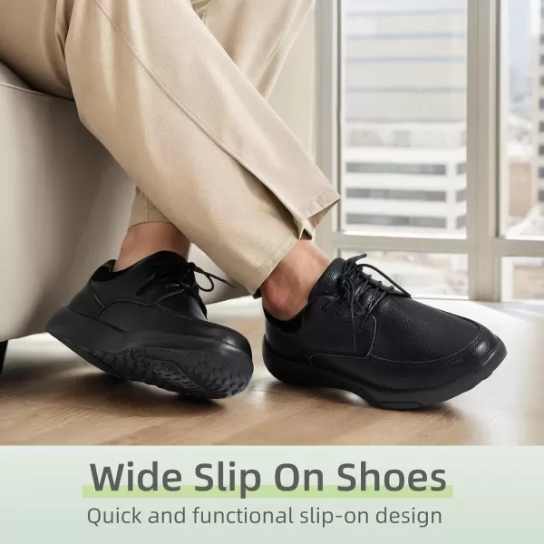 OrthoComfoot Men's Orthopedic Genuine Leather Dress Oxford, Comfortable Plantar Fasciitis Fashion Sneakers with Arch Support, Casual Walking Shoes for Foot and Heel Pain Relief
