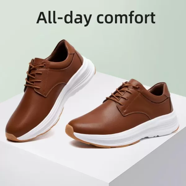 OrthoComfoot Mens Orthopedic Leather Dress Shoes, Comfortable Arch Support Walking Shoes for Plantar Fasciitis, Orthotic Non-Slip Casual Thick Sole Sneakers for Foot and Heel Pain