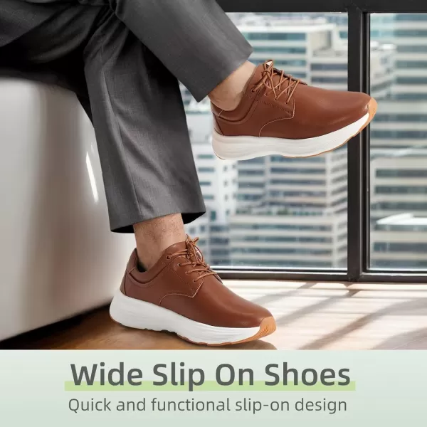 OrthoComfoot Mens Orthopedic Leather Dress Shoes, Comfortable Arch Support Walking Shoes for Plantar Fasciitis, Orthotic Non-Slip Casual Thick Sole Sneakers for Foot and Heel Pain