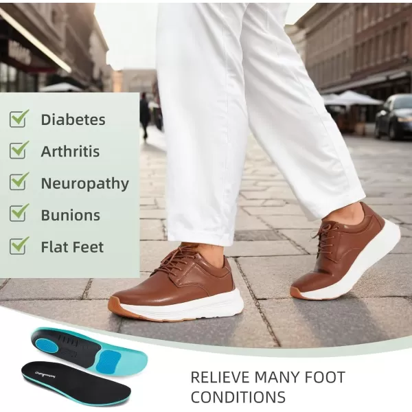 OrthoComfoot Mens Orthopedic Leather Dress Shoes, Comfortable Arch Support Walking Shoes for Plantar Fasciitis, Orthotic Non-Slip Casual Thick Sole Sneakers for Foot and Heel Pain
