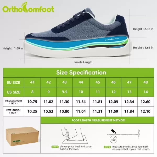 OrthoComfoot Men's Orthopedic Plantar Fasciitis Sneakers, Achilles Tendonitis Shoes with Arch Support, Lace Up Ergonomic Shoes for Ankle and Foot Pain Relief