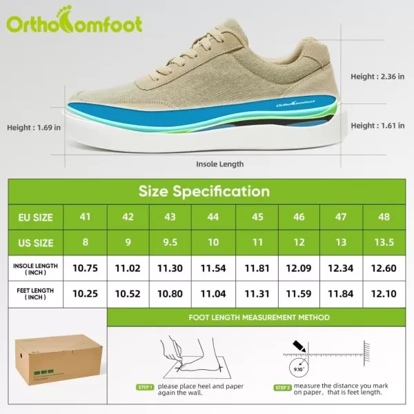 OrthoComfoot Men's Orthopedic Plantar Fasciitis Sneakers, Achilles Tendonitis Shoes with Arch Support, Lace Up Ergonomic Shoes for Ankle and Foot Pain Relief