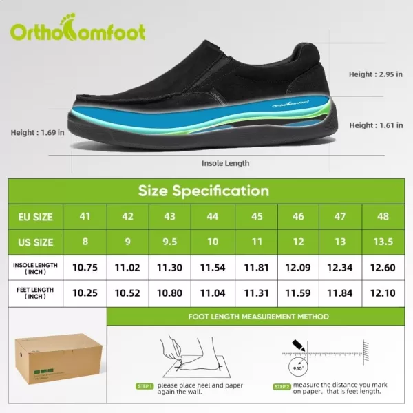 OrthoComfoot Men's Orthopedic Slip-On Shoes, Light-Weight Arch Support Walking Loafers with Cushion Sole, Comfortable Casual Orthotic Shoes for Foot and Heel Pain Relief