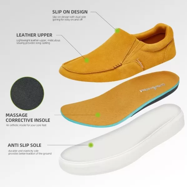OrthoComfoot Men's Orthopedic Slip-On Shoes, Light-Weight Arch Support Walking Loafers with Cushion Sole, Comfortable Casual Orthotic Shoes for Foot and Heel Pain Relief