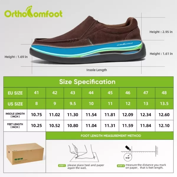 OrthoComfoot Men's Orthopedic Slip-On Shoes, Light-Weight Arch Support Walking Loafers with Cushion Sole, Comfortable Casual Orthotic Shoes for Foot and Heel Pain Relief