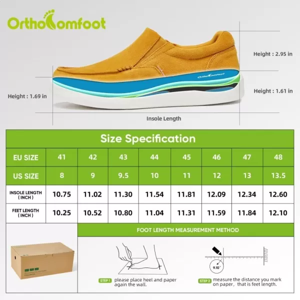 OrthoComfoot Men's Orthopedic Slip-On Shoes, Light-Weight Arch Support Walking Loafers with Cushion Sole, Comfortable Casual Orthotic Shoes for Foot and Heel Pain Relief