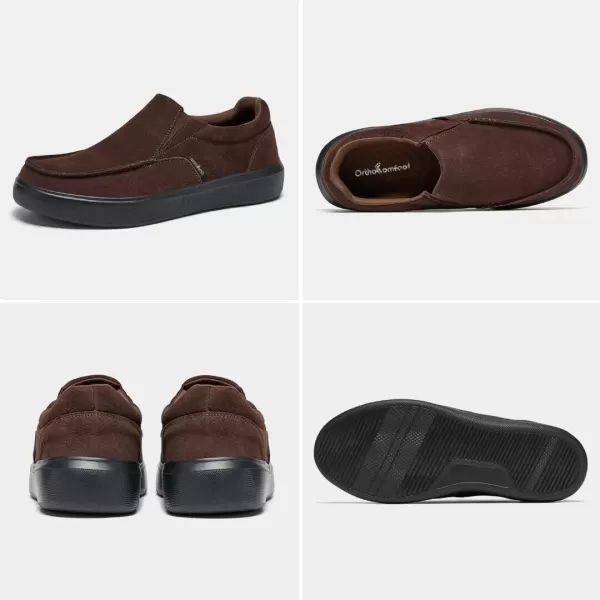 OrthoComfoot Men's Orthopedic Slip-On Shoes, Light-Weight Arch Support Walking Loafers with Cushion Sole, Comfortable Casual Orthotic Shoes for Foot and Heel Pain Relief