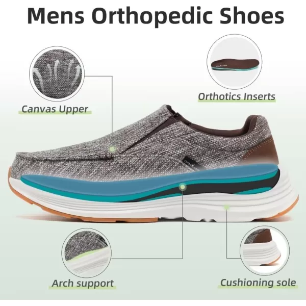 OrthoComfoot Men's Orthopedic Walking Shoes for Plantar Fasciitis, Comfortable Arch Support Slip-On Shoes, Cushioned Thick Sole Sneakers for Foot and Heel Pain Relief