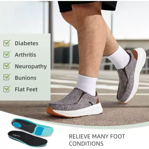 OrthoComfoot Men's Orthopedic Walking Shoes for Plantar Fasciitis, Comfortable Arch Support Slip-On Shoes, Cushioned Thick Sole Sneakers for Foot and Heel Pain Relief