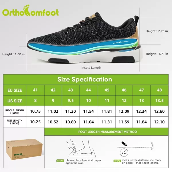 OrthoComfoot Men's Orthopedic Walking Shoes for Plantar Fasciitis Relief, Comfortable Arch Support Casual Fashion Sneakers, Cushioned Orthotic Slip-On for Foot and Heel Pain