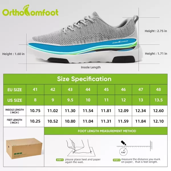 OrthoComfoot Men's Orthopedic Walking Shoes for Plantar Fasciitis Relief, Comfortable Arch Support Casual Fashion Sneakers, Cushioned Orthotic Slip-On for Foot and Heel Pain