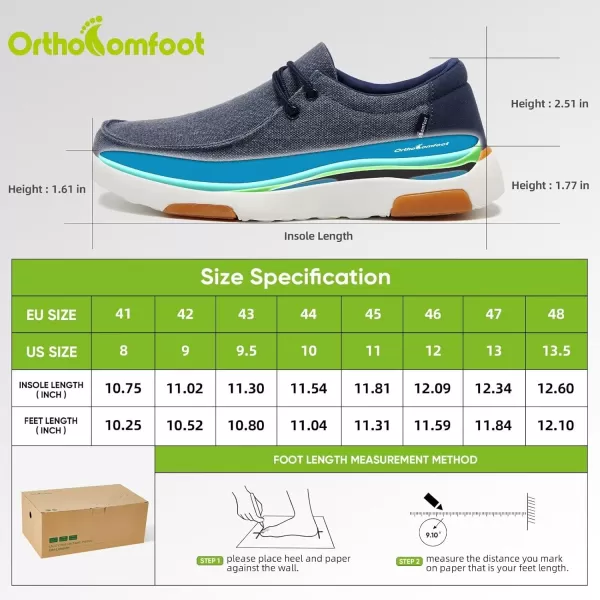 OrthoComfoot Men's Orthopedic Walking Shoes with Arch Support, Comfortable Cushioned Slip-On Shoes for Plantar Fasciitis Relief, Breathable Orthotic Loafers for Foot and Heel Pain