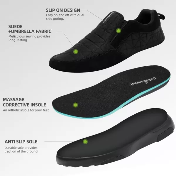 OrthoComfoot Mens Orthopedic Walking Shoes with Arch Support, Comfortable Plantar Fasciitis Slip-On Shoes for Heel Foot Pain Relief, Causal Orthotic Driving Loafers