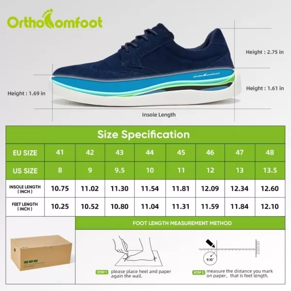OrthoComfoot Men's Orthotic Sneakers with Arch Support, Ergonomic Shoes for Plantar Fasciitis, Comfort Casual Shoes for Ankle and Heel Pain Relief
