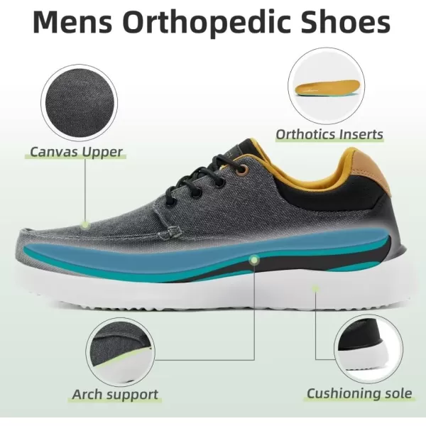 OrthoComfoot Orthopedic Comfortable Walking Shoes for Mens, Casual Plantar Fasciitis Shoes with Arch Support, Adjustable Cushion Orthotic Fashion Sneakers for Foot and Heel Pain